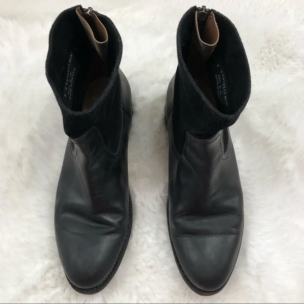 Black Frye Leather Zip Booties